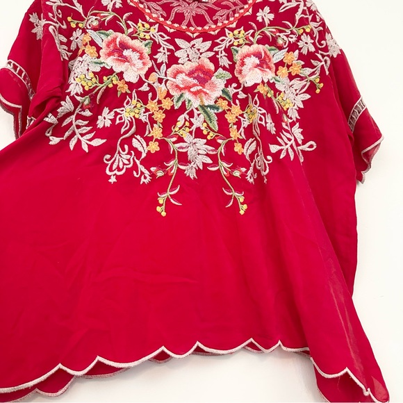 Johnny Was Cedella Embroidered Scalloped Hem Blouse - Picture 4 of 13